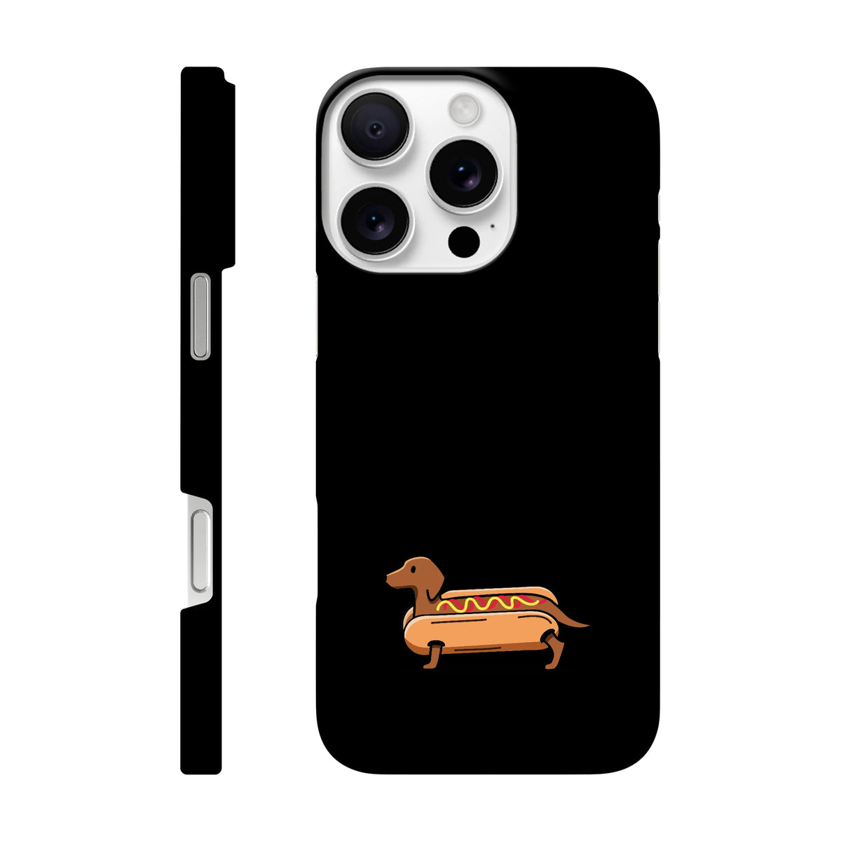 Dackel iPhone Handyhülle „Hot Dog“ - iPhone 16 Pro Max Schwarz