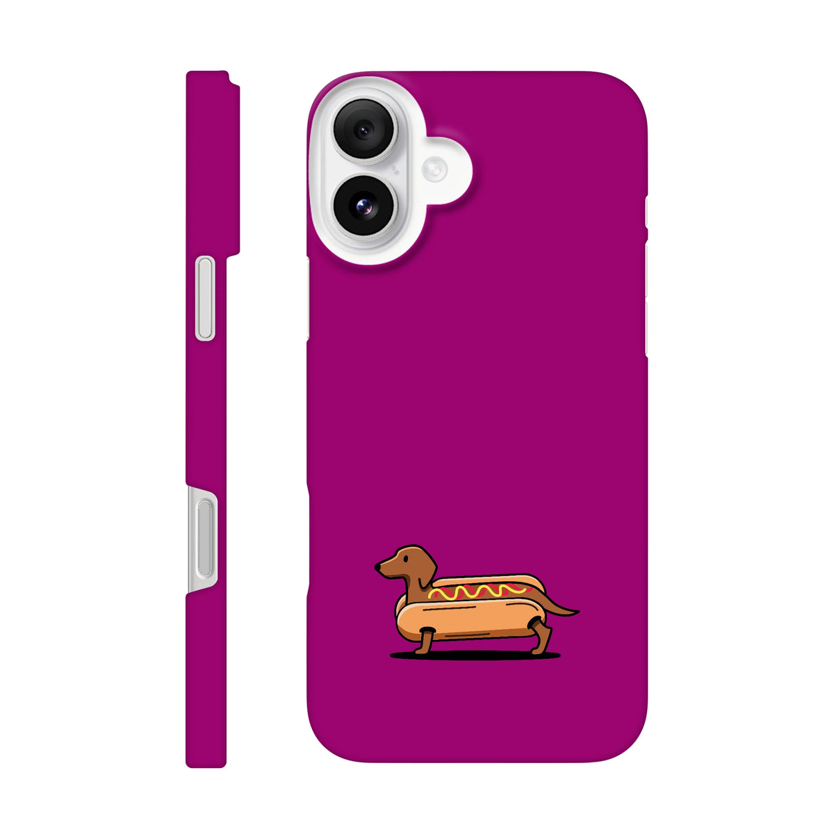 Dackel iPhone Handyhülle „Hot Dog“ - iPhone 16 Plus Lila