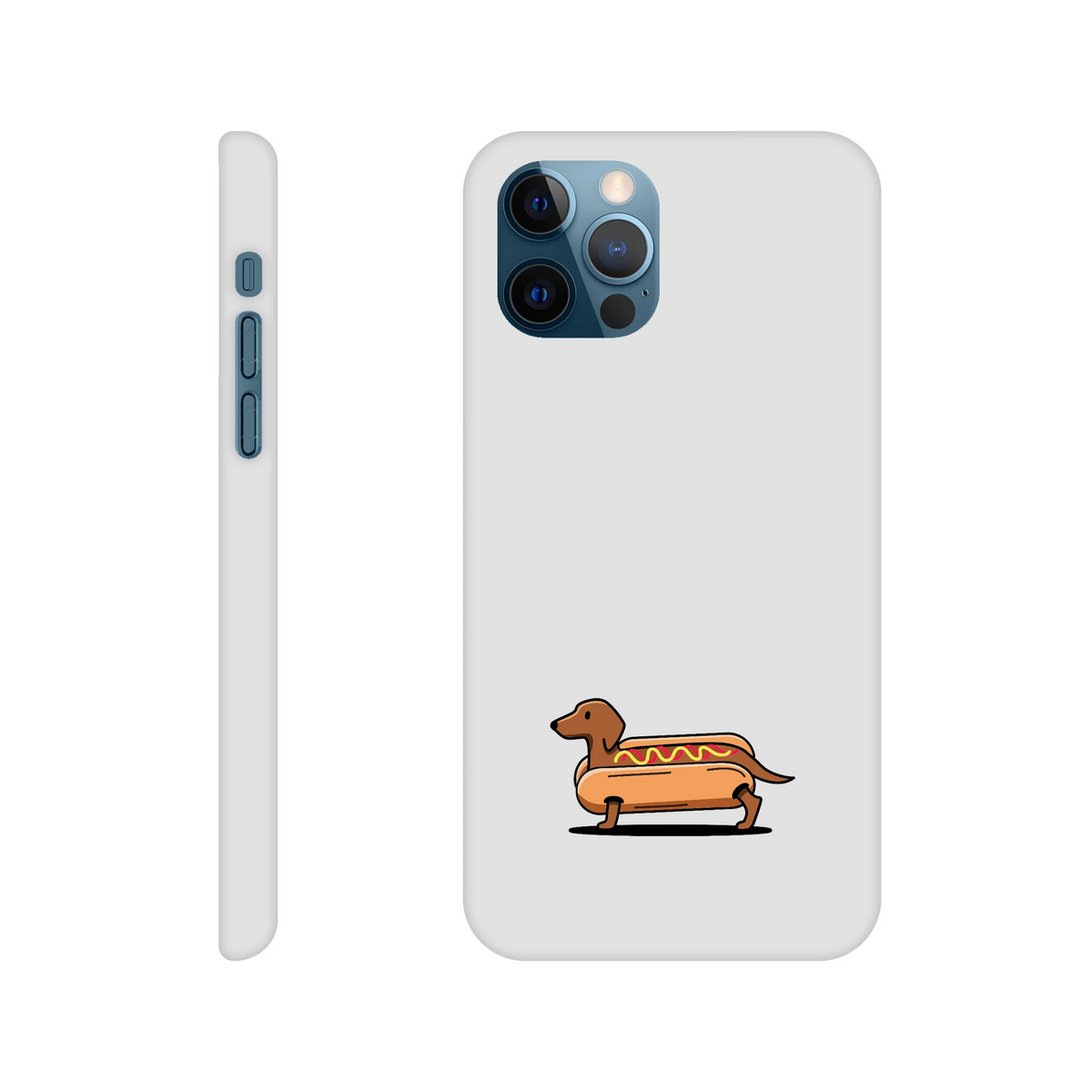 Dackel iPhone Handyhülle „Hot Dog“ - iPhone 12 Weiß