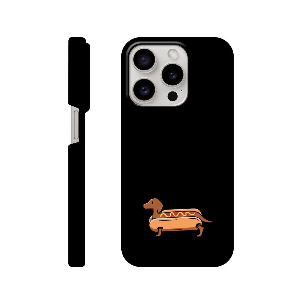 Dackel iPhone Handyhülle „Hot Dog“ - iPhone 15 Pro Schwarz