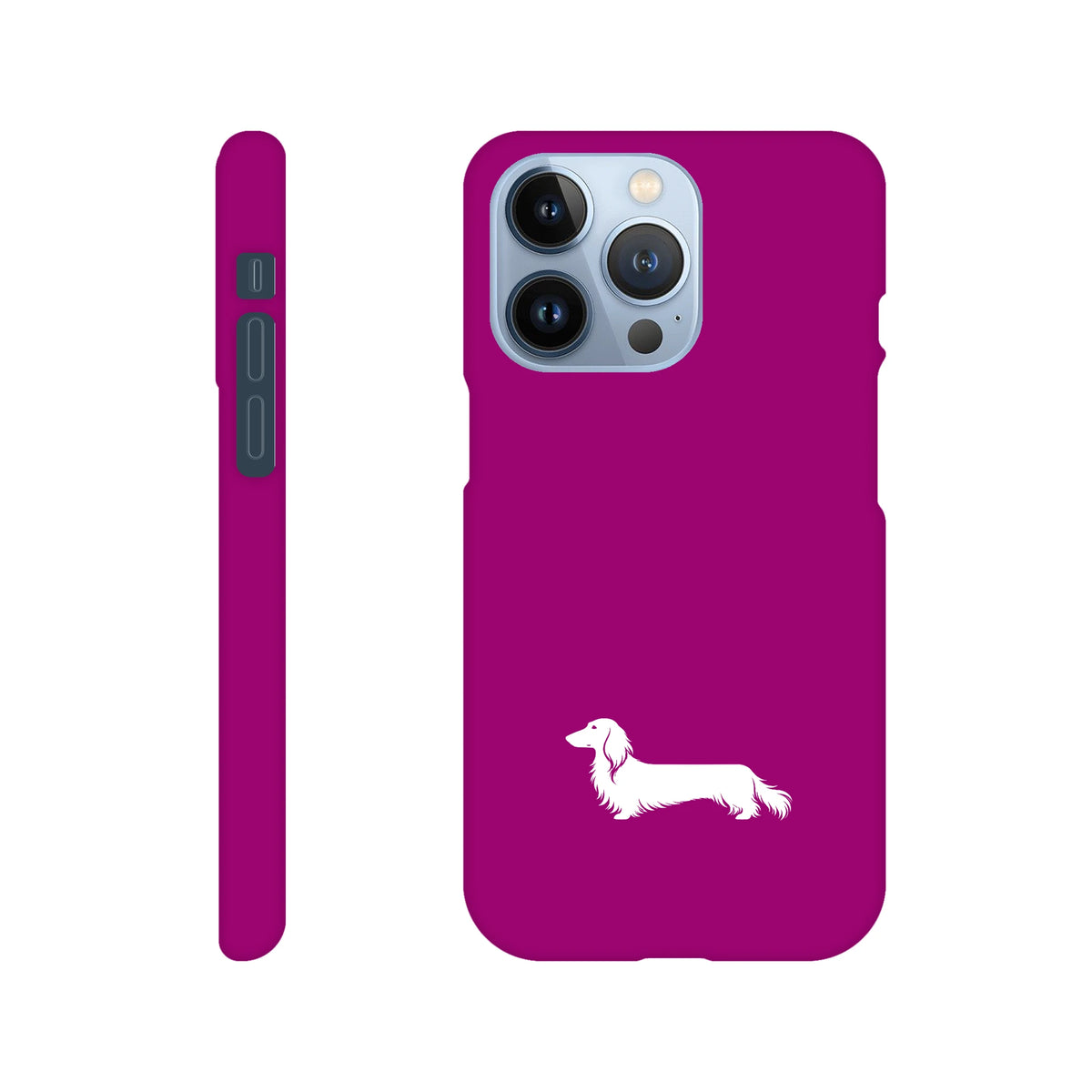 Langhaardackel iPhone Handyhülle „Finn“ - iPhone 13 Pro Lila