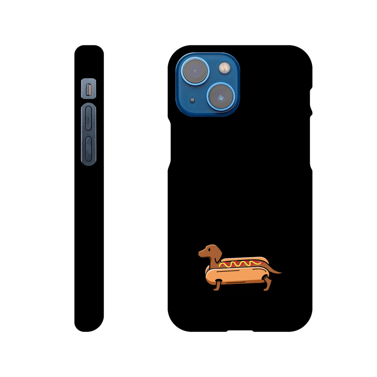 Dackel iPhone Handyhülle „Hot Dog“ - iPhone 13 Mini Schwarz