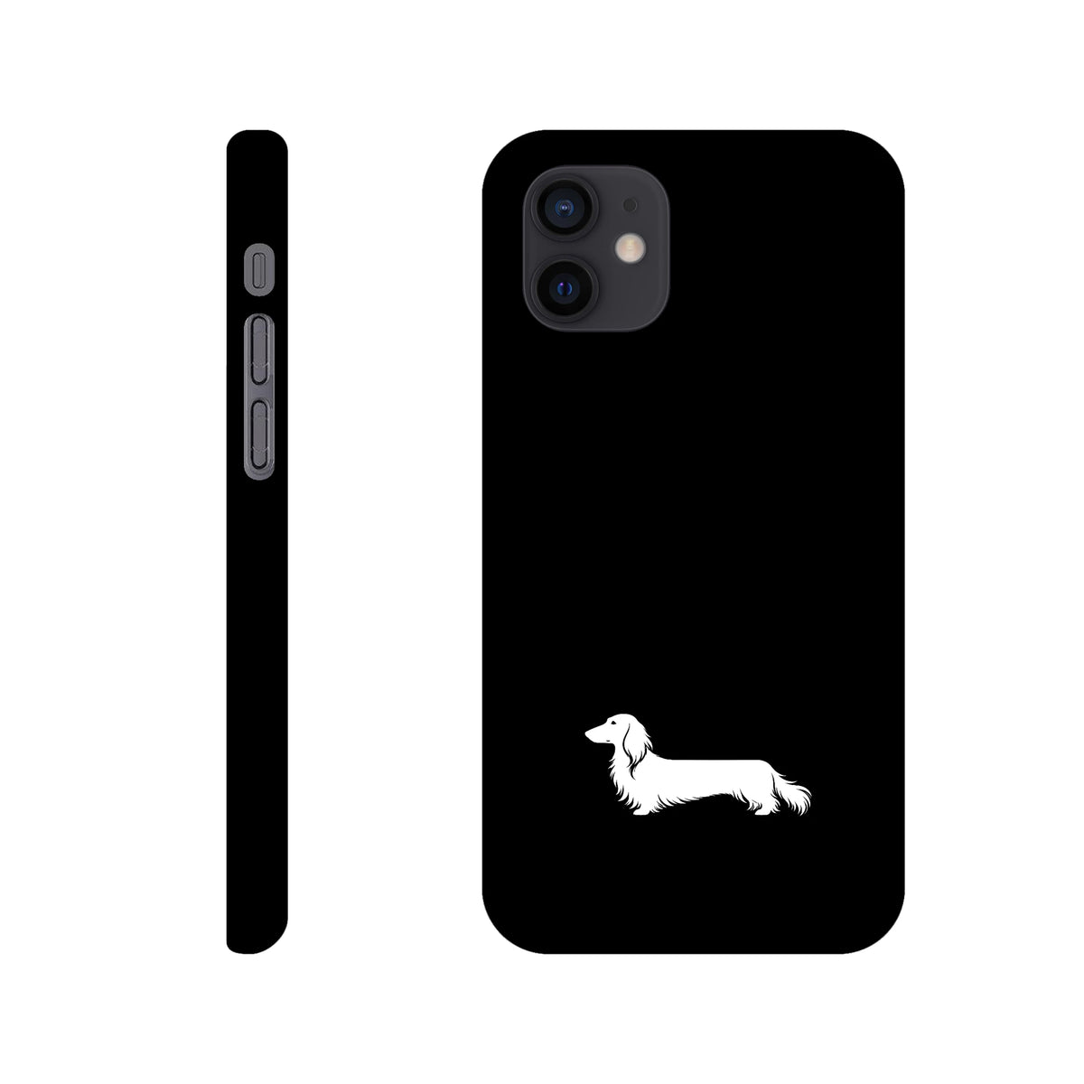 Langhaardackel iPhone Handyhülle „Finn“ - iPhone 12 Mini Schwarz