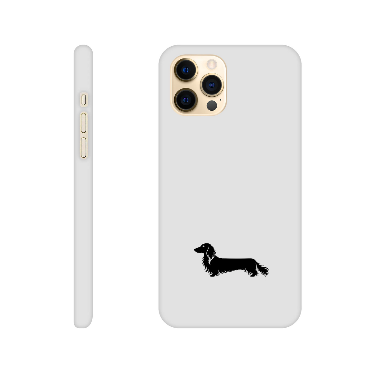 Langhaardackel iPhone Handyhülle „Finn“ - iPhone 12 Pro Max Weiß