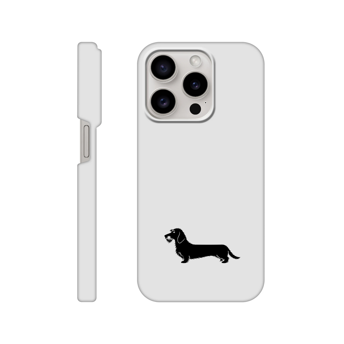 Rauhaardackel iPhone Handyhülle „Rosi“ - iPhone 15 Pro Weiß