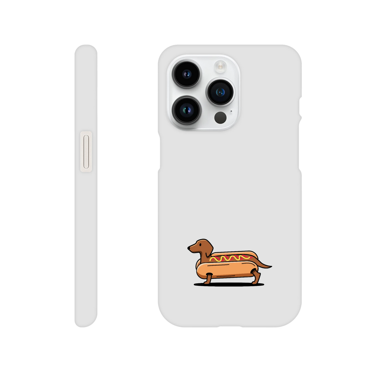 Dackel iPhone Handyhülle „Hot Dog“ - iPhone 14 Pro Weiß