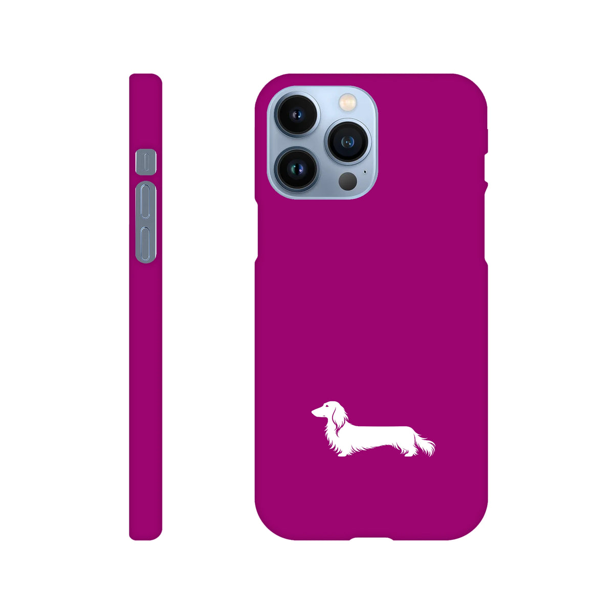 Langhaardackel iPhone Handyhülle „Finn“ - iPhone 13 Pro Max Lila