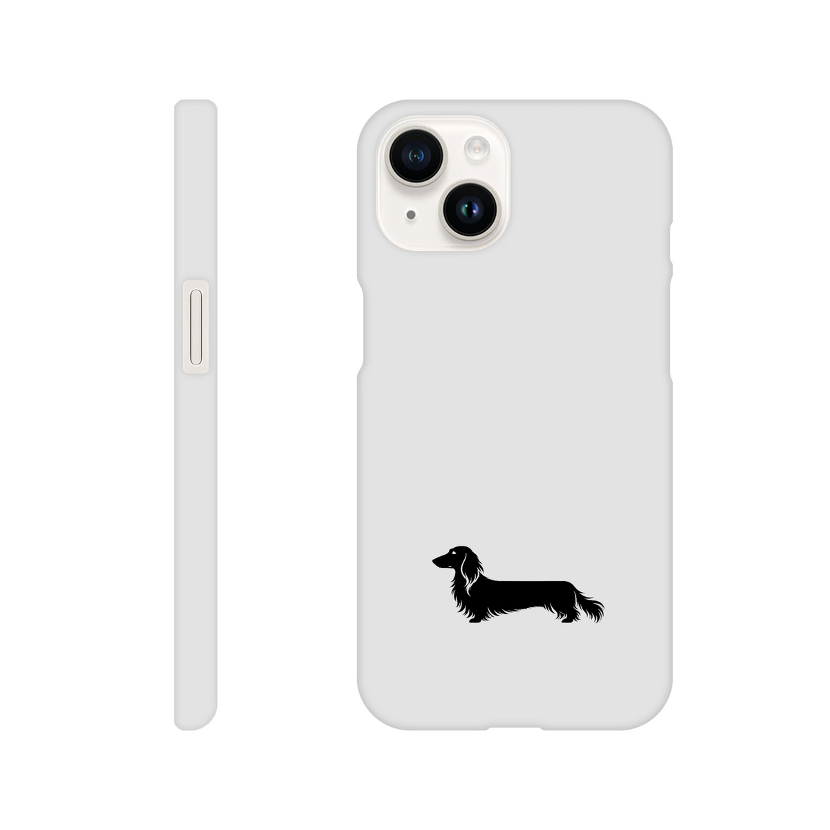 Langhaardackel iPhone Handyhülle „Finn“ - iPhone 14 Weiß