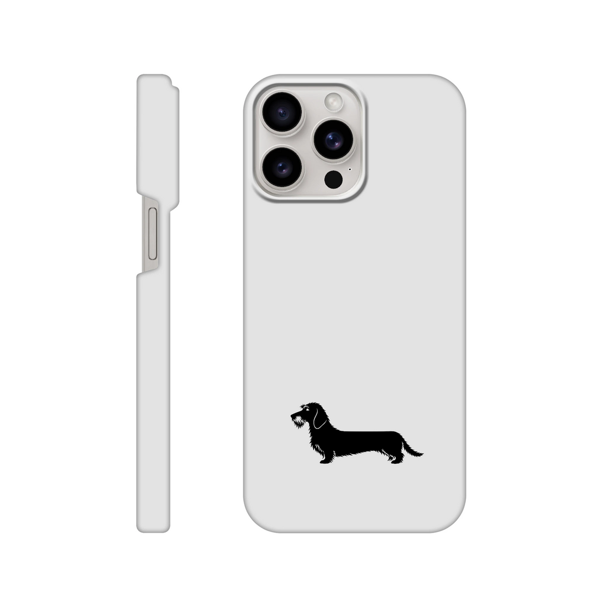 Rauhaardackel iPhone Handyhülle „Rosi“ - iPhone 15 Pro Max Weiß