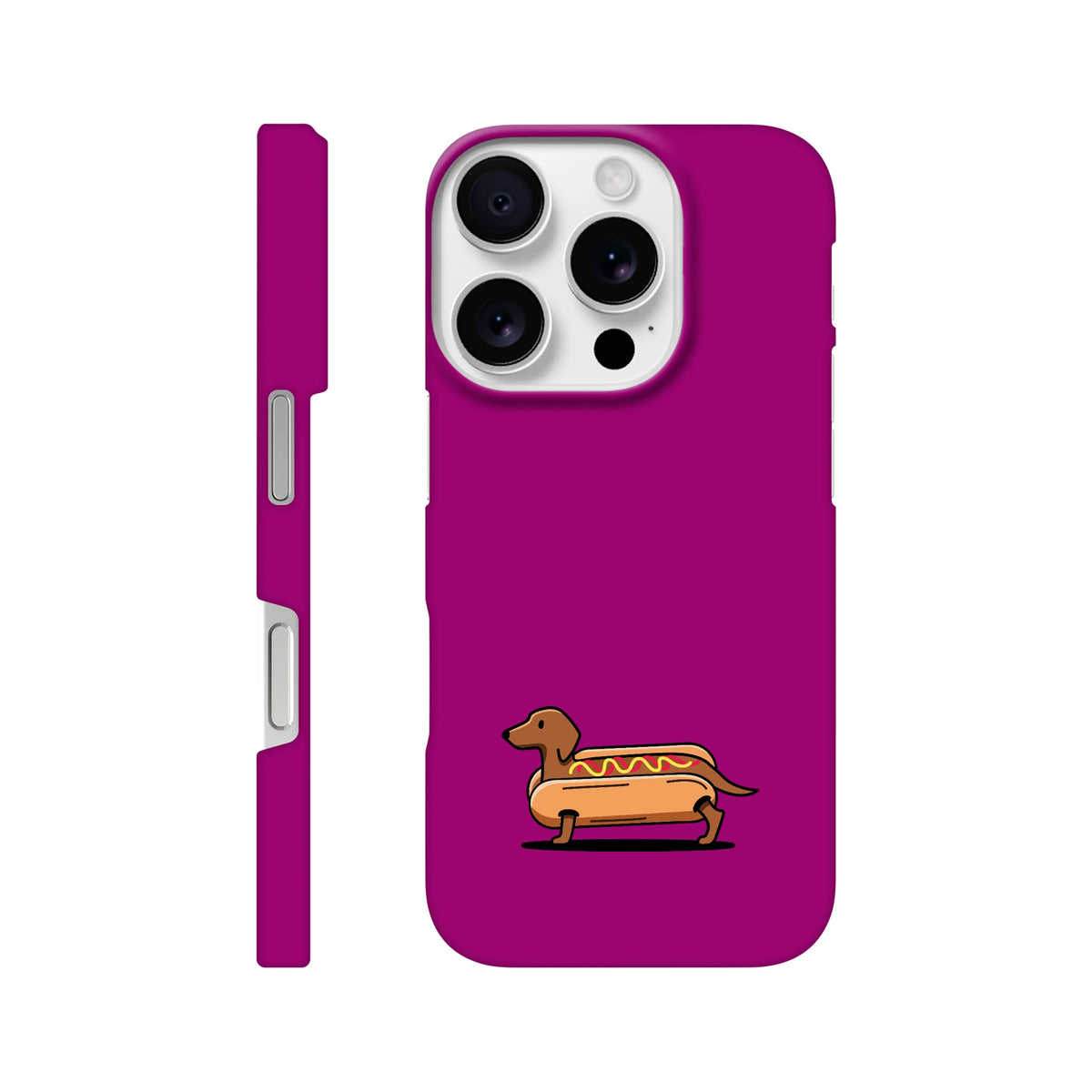 Dackel iPhone Handyhülle „Hot Dog“ - iPhone 16 Pro Lila