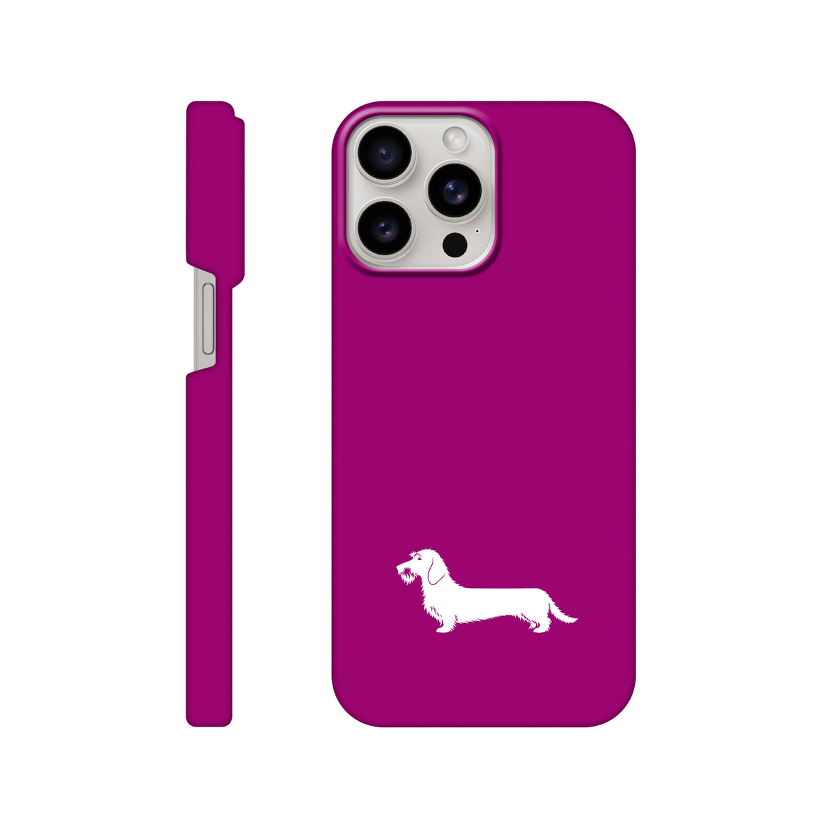 Rauhaardackel iPhone Handyhülle „Rosi“ - iPhone 15 Pro Max Lila