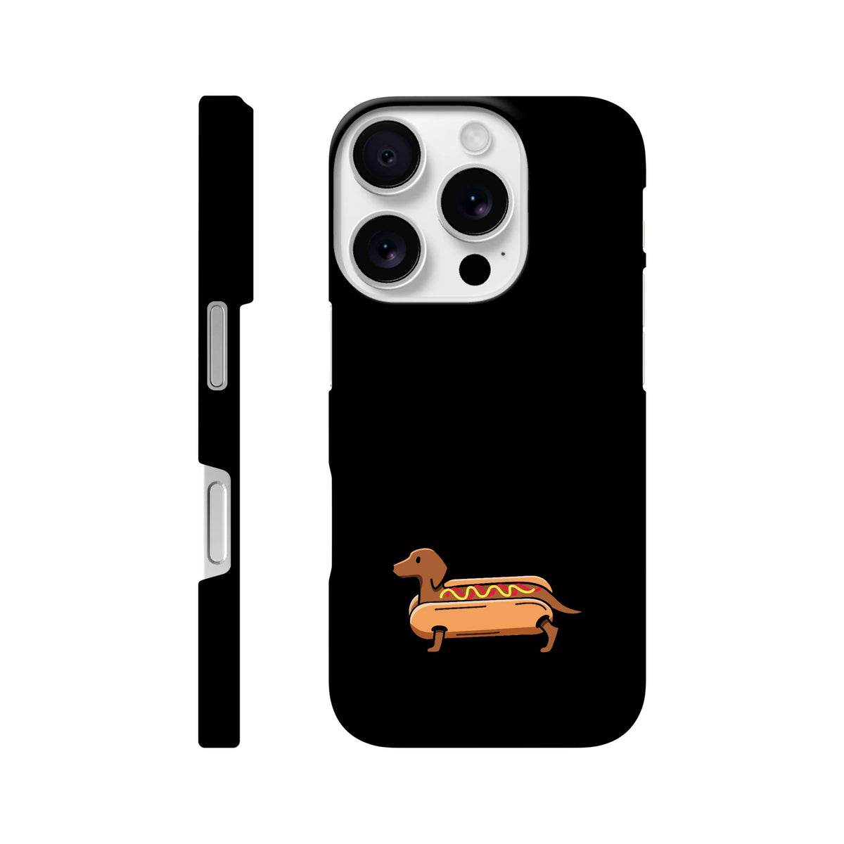 Dackel iPhone Handyhülle „Hot Dog“ - iPhone 16 Pro Schwarz