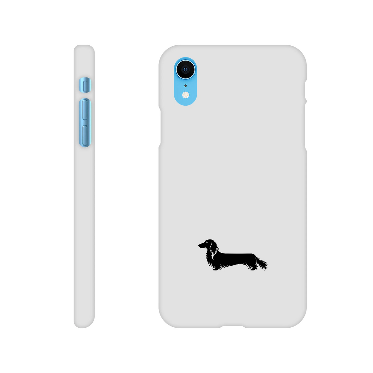 Langhaardackel iPhone Handyhülle „Finn“ - iPhone XR Weiß