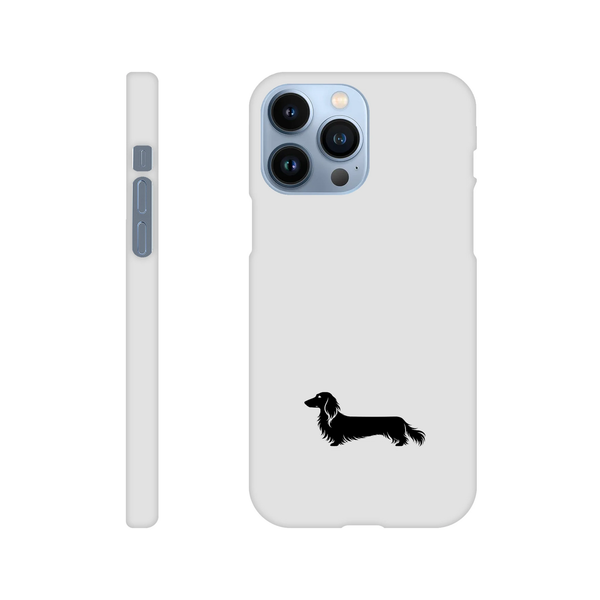 Langhaardackel iPhone Handyhülle „Finn“ - iPhone 13 Pro Max Weiß