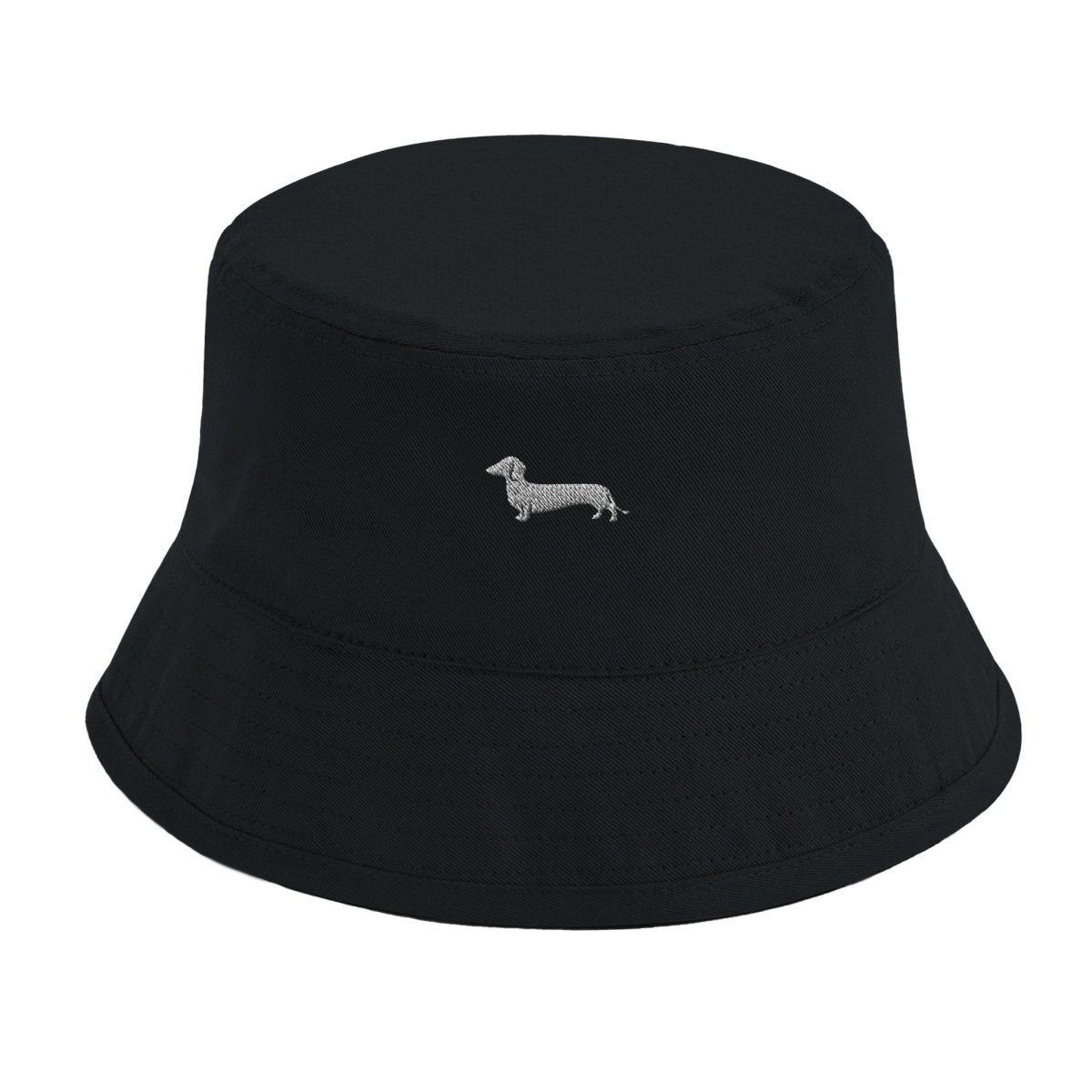 Dackel Bucket-Hat "Pablo" - Motiv hell - Schwarz