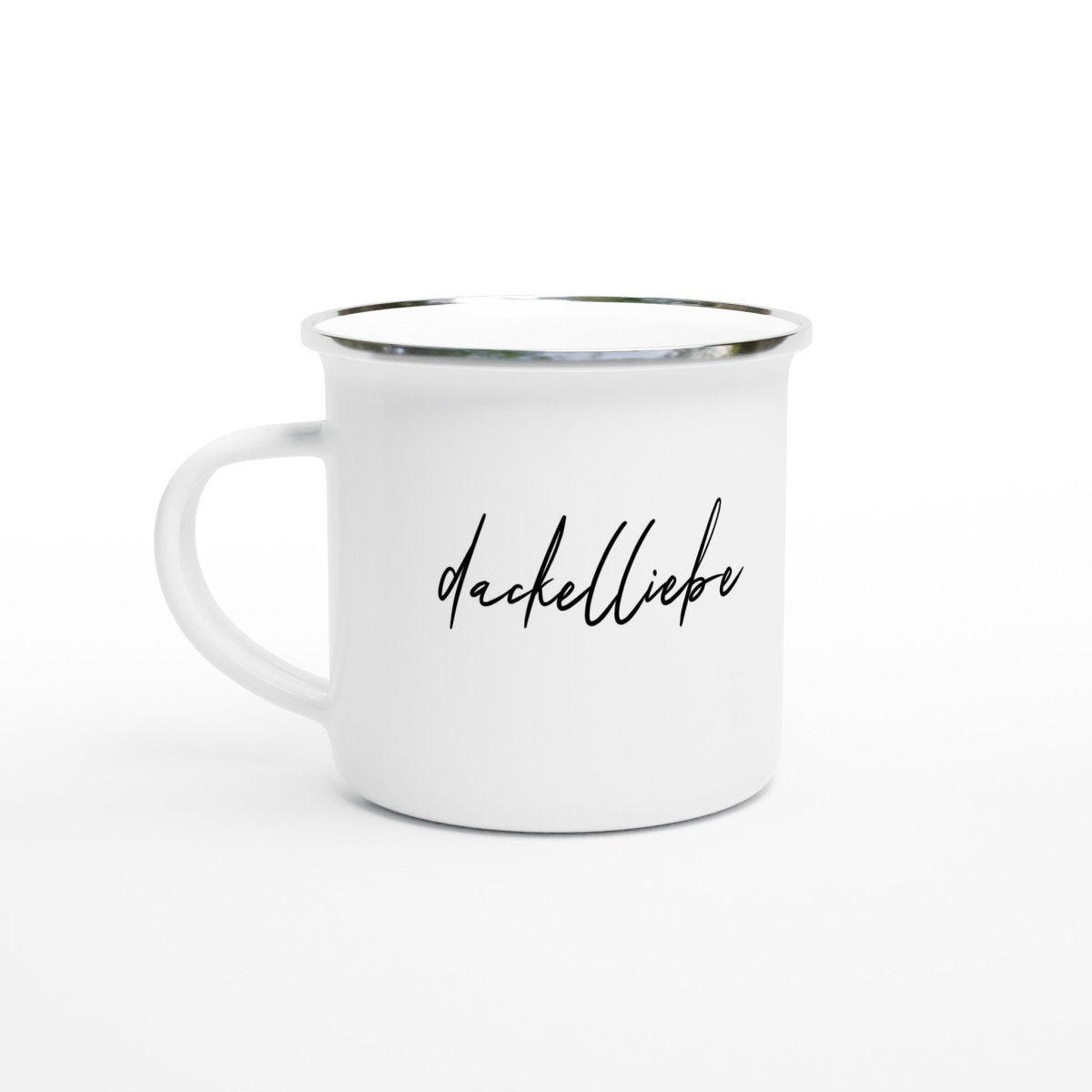 Dackel Emaille-Tasse "Dackelliebe" - Weiß - Default Title