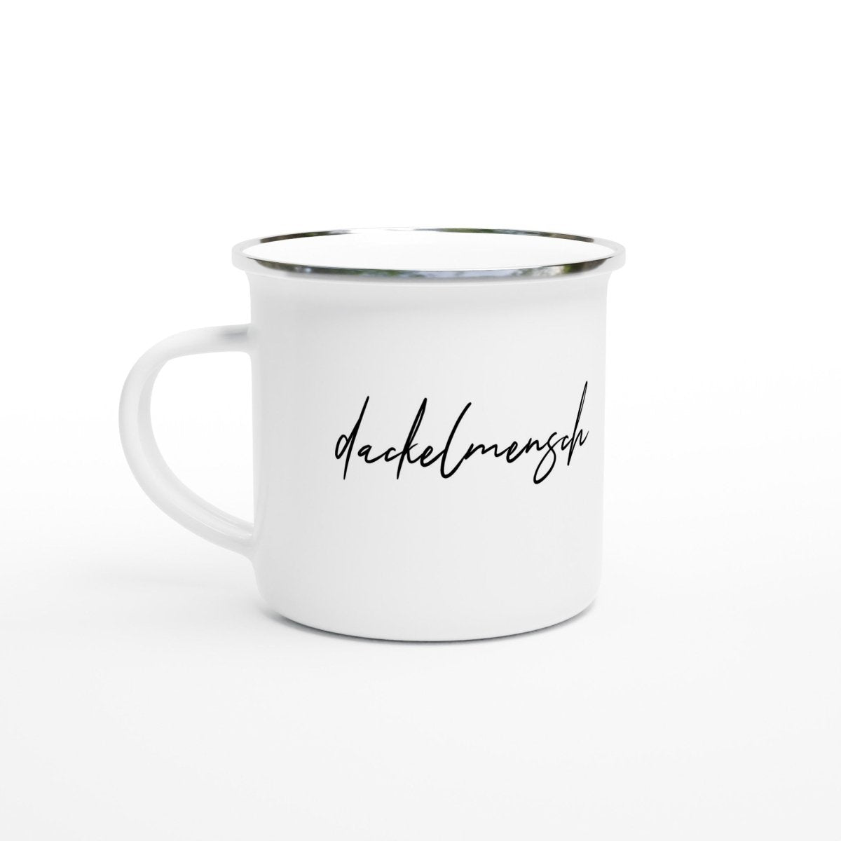 Dackel Emaille-Tasse "Dackelmensch" - Weiß - Default Title