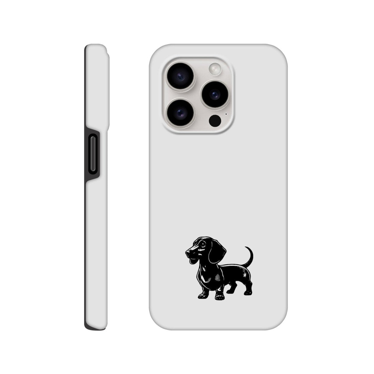 Dackel iPhone Handyhülle "Gustav" - Schwarz unten - iPhone 15 Pro