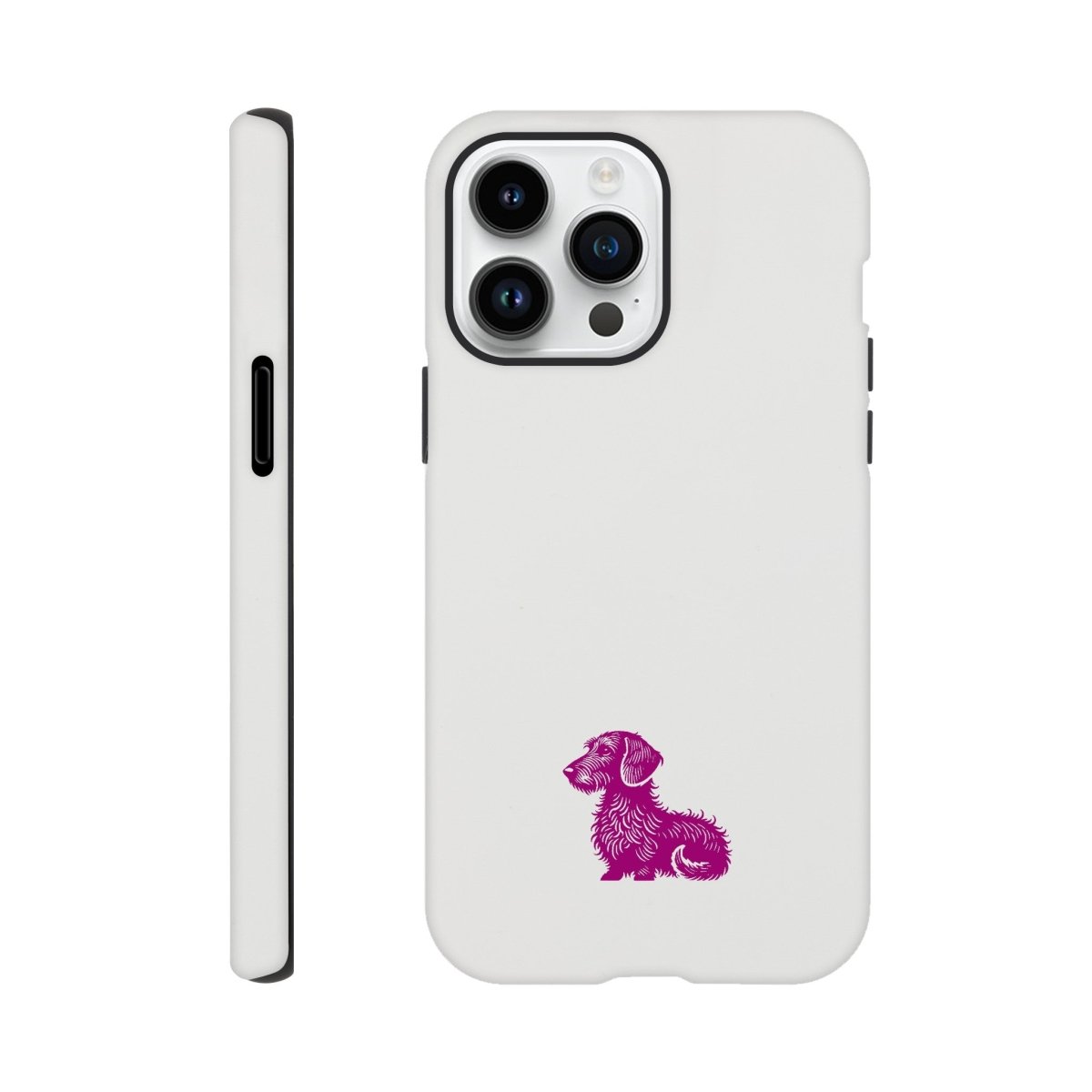 Dackel iPhone Handyhülle "Heidi" - Lila unten - iPhone 14 Pro Max
