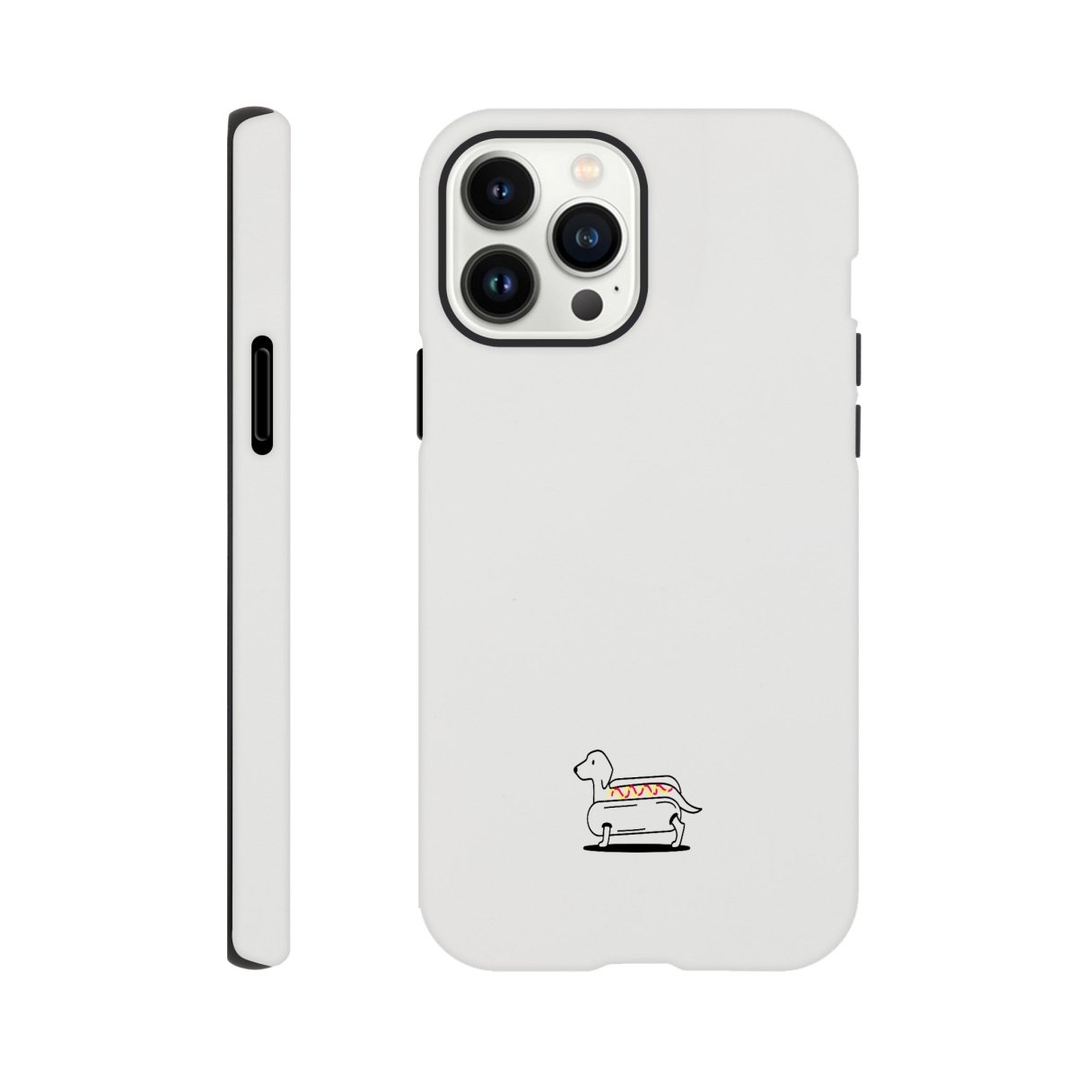 Dackel iPhone Handyhülle "Hot-Dog" - Motiv unten - iPhone 13 Pro Max