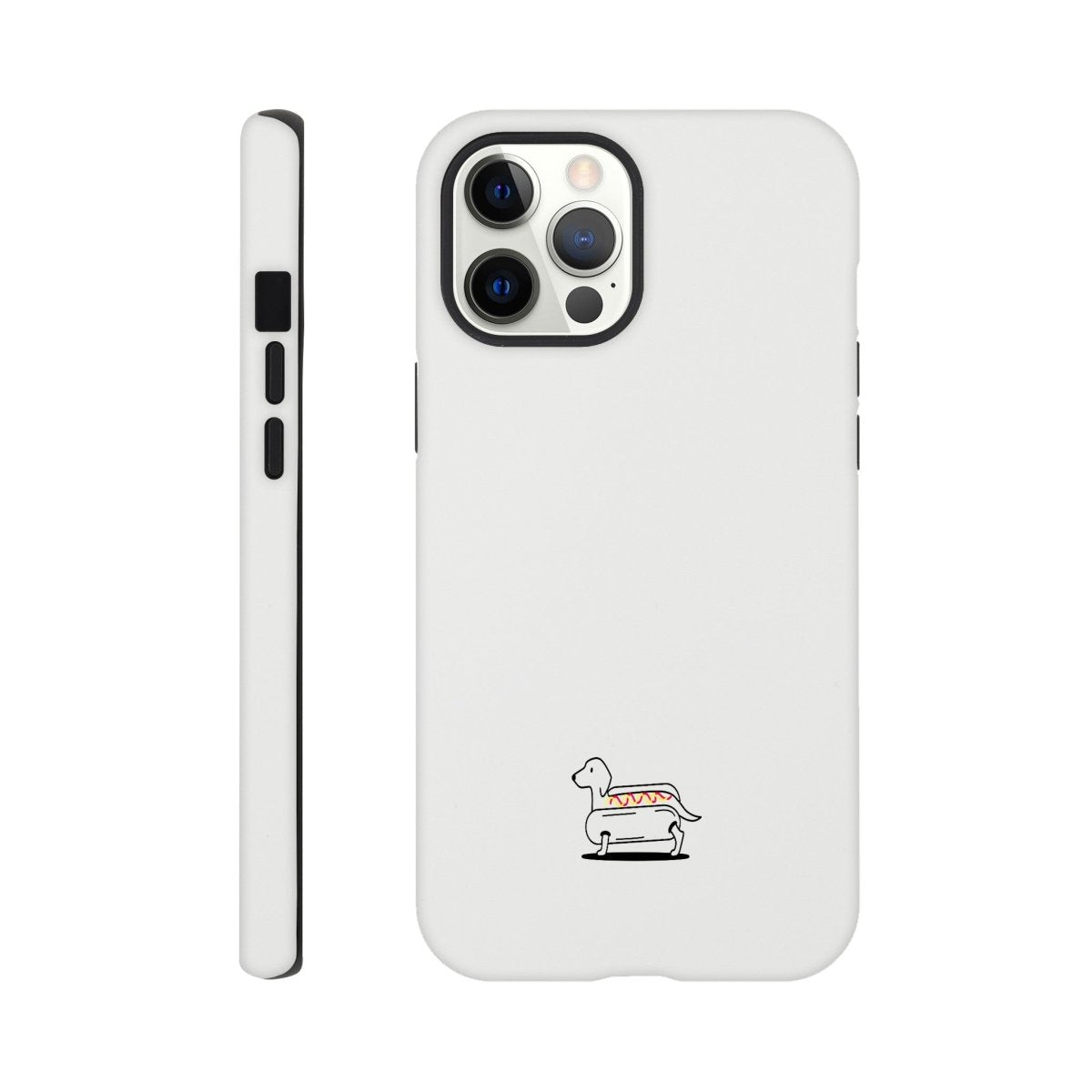Dackel iPhone Handyhülle "Hot-Dog" - Motiv unten - iPhone 12 Pro Max