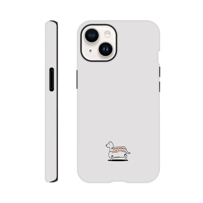 Dackel iPhone Handyhülle "Hot-Dog" - Motiv unten - iPhone 14