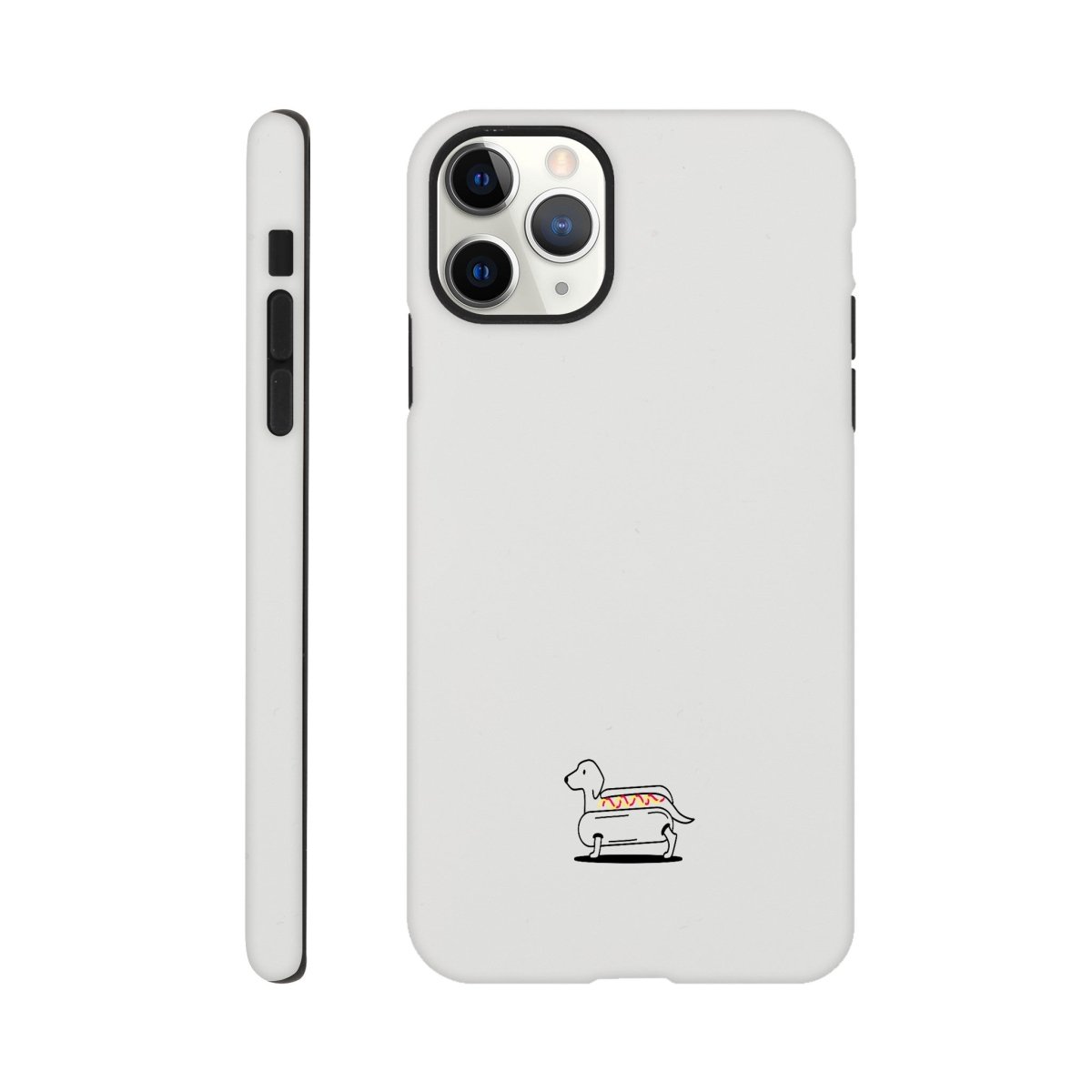 Dackel iPhone Handyhülle "Hot-Dog" - Motiv unten - iPhone 11 Pro Max