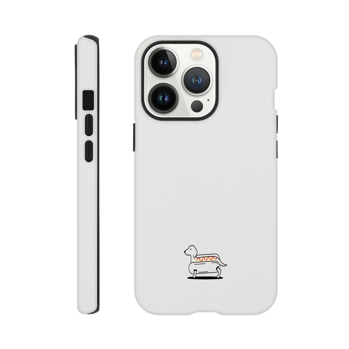 Dackel iPhone Handyhülle "Hot-Dog" - Motiv unten - iPhone 13 Pro