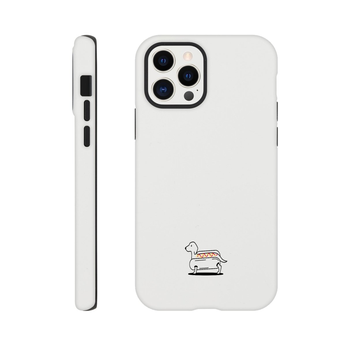Dackel iPhone Handyhülle "Hot-Dog" - Motiv unten - iPhone 12 Pro