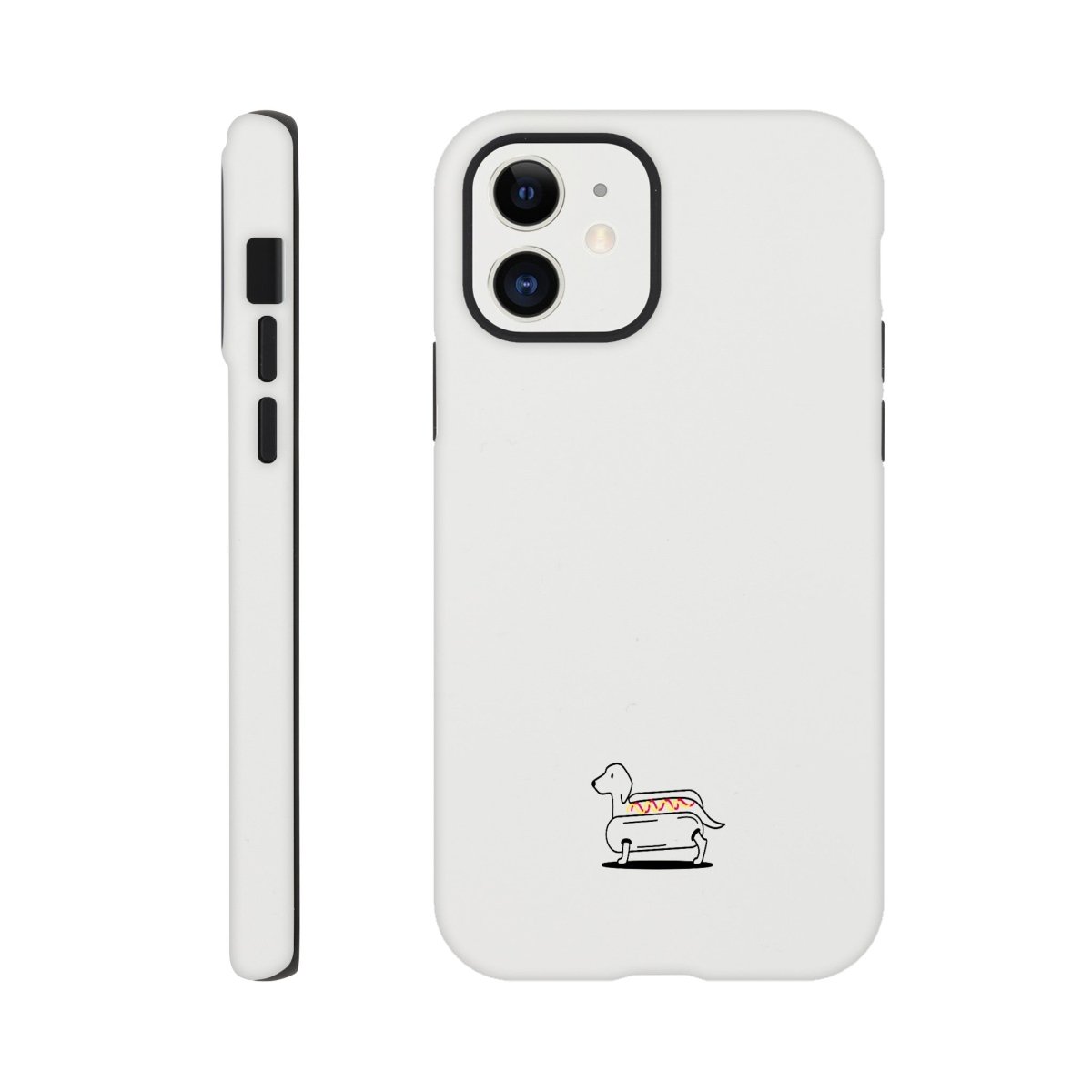 Dackel iPhone Handyhülle "Hot-Dog" - Motiv unten - iPhone 12