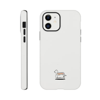 Dackel iPhone Handyhülle "Hot-Dog" - Motiv unten - iPhone 12