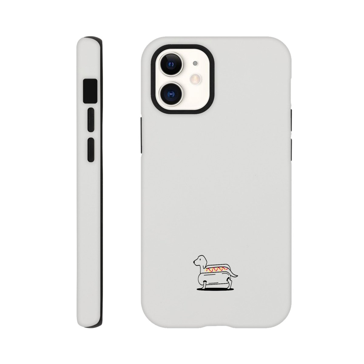 Dackel iPhone Handyhülle "Hot-Dog" - Motiv unten - iPhone 12 Mini