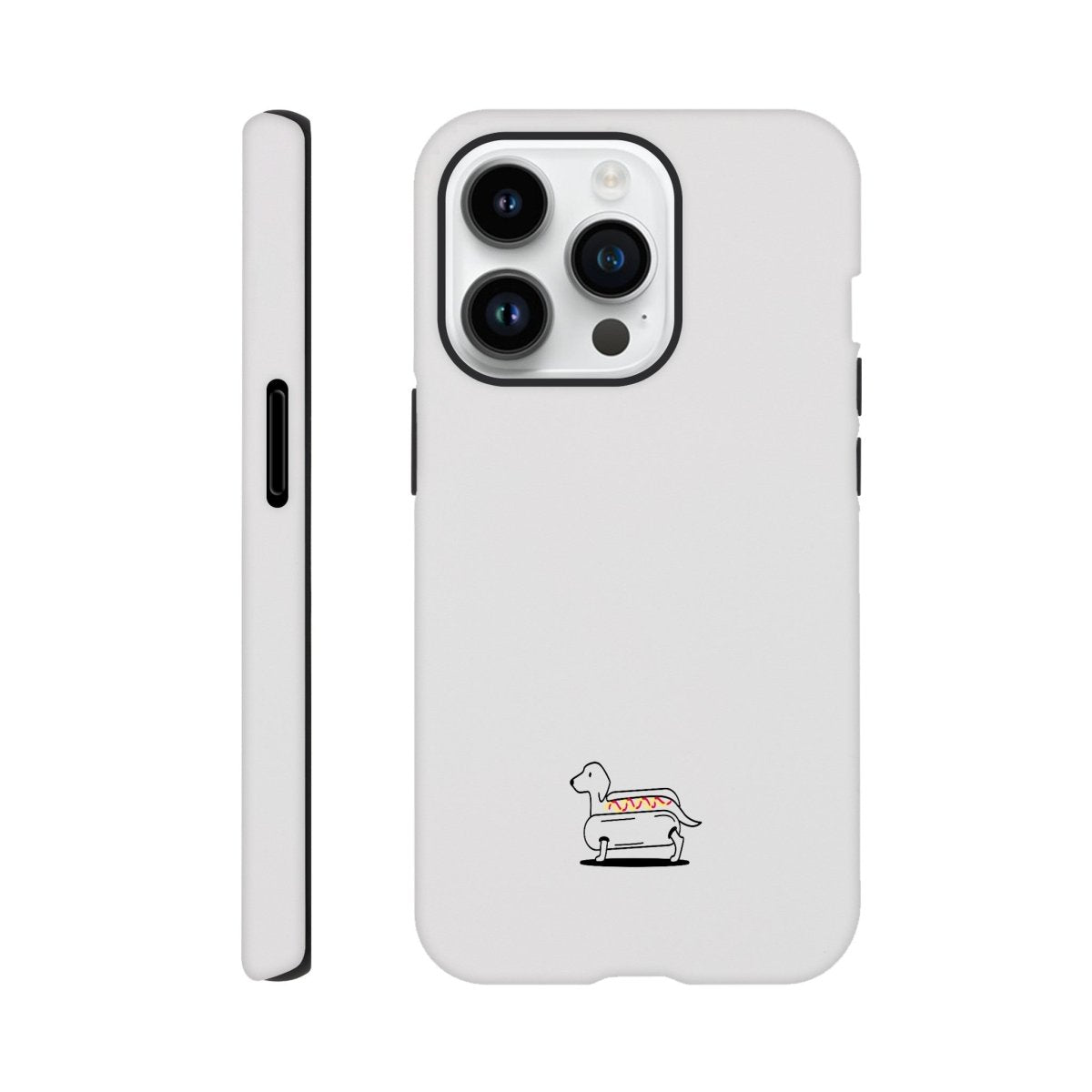 Dackel iPhone Handyhülle "Hot-Dog" - Motiv unten - iPhone 14 Pro