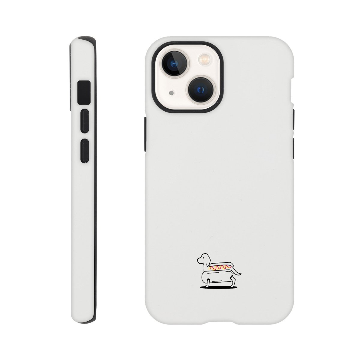 Dackel iPhone Handyhülle "Hot-Dog" - Motiv unten - iPhone 13 Mini