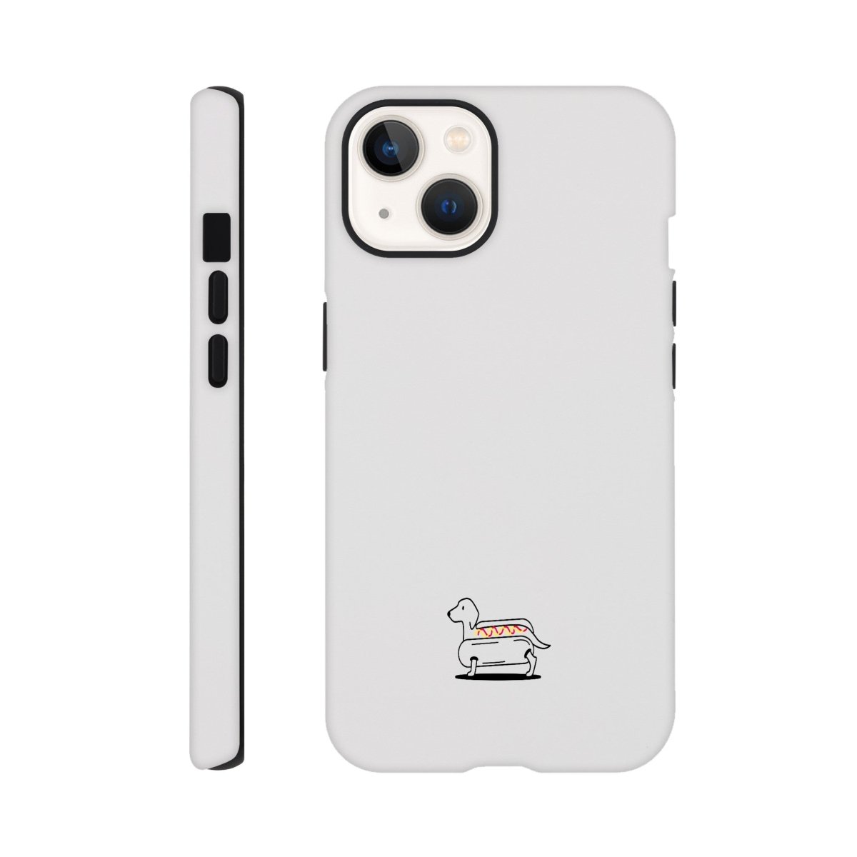 Dackel iPhone Handyhülle "Hot-Dog" - Motiv unten - iPhone 13