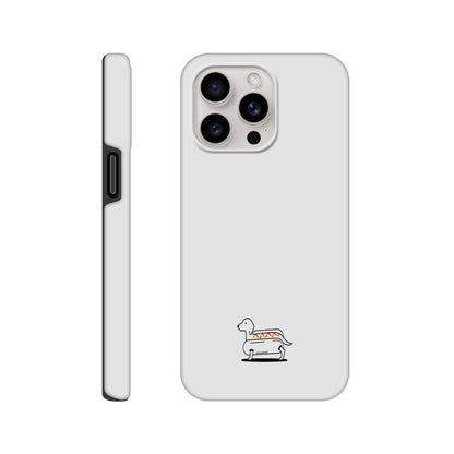 Dackel iPhone Handyhülle "Hot-Dog" - Motiv unten - iPhone 15 Pro Max