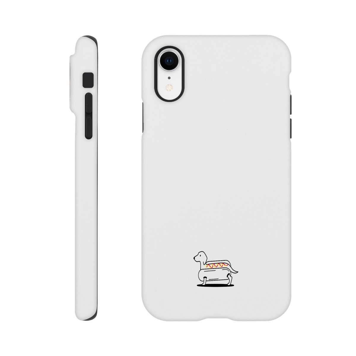 Dackel iPhone Handyhülle "Hot-Dog" - Motiv unten - iPhone XR
