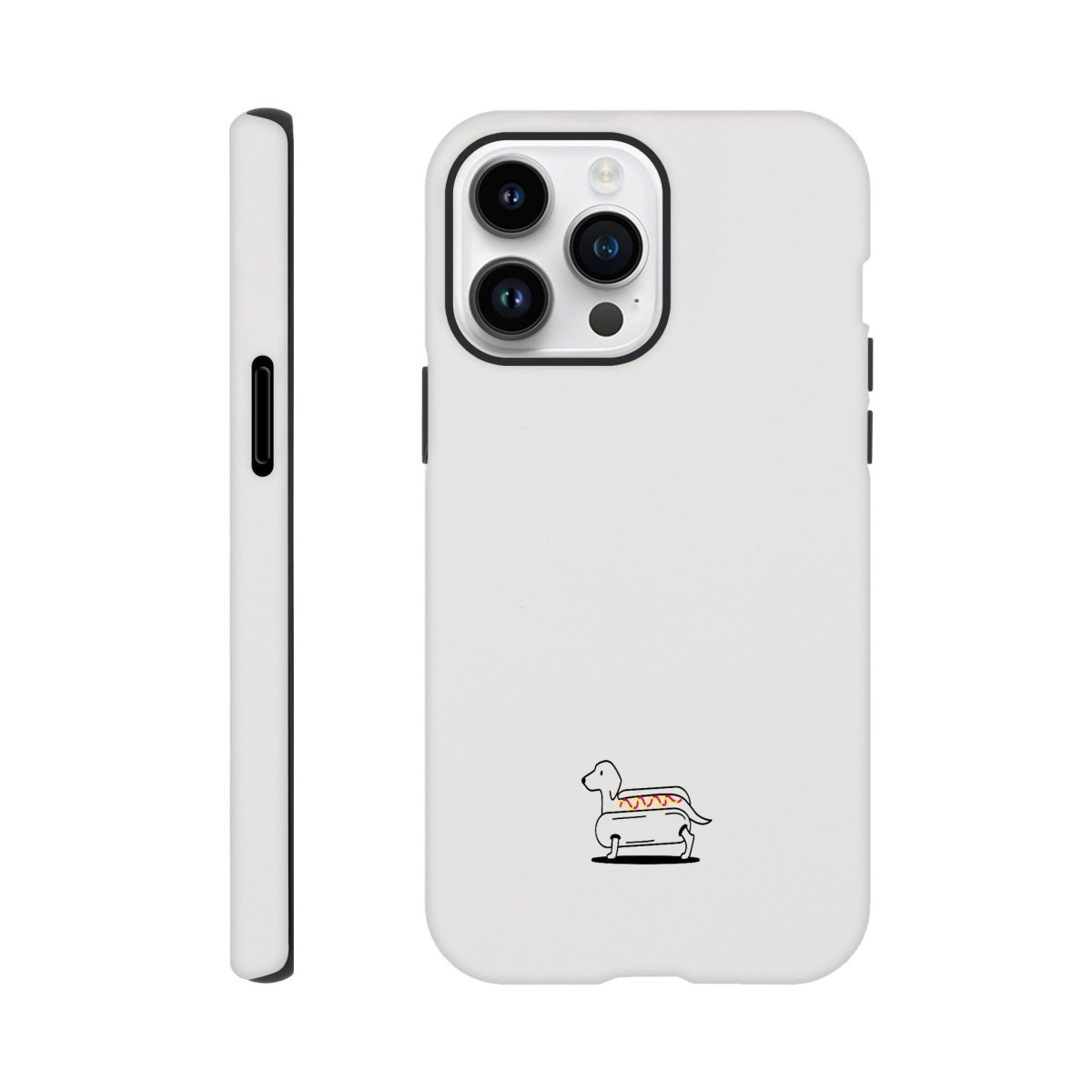 Dackel iPhone Handyhülle "Hot-Dog" - Motiv unten - iPhone 14 Pro Max