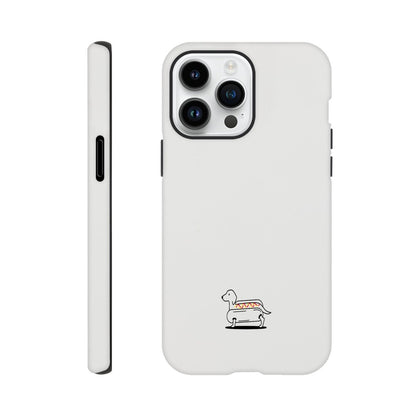 Dackel iPhone Handyhülle "Hot-Dog" - Motiv unten - iPhone 14 Pro Max
