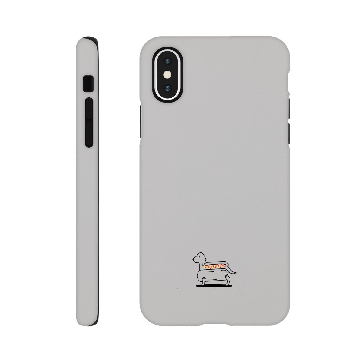 Dackel iPhone Handyhülle "Hot-Dog" - Motiv unten - iPhone XS