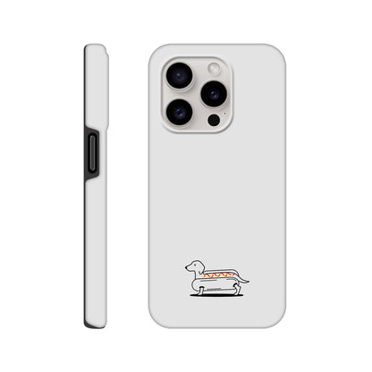 Dackel iPhone Handyhülle "Hot-Dog" - Motiv unten - iPhone 15 Pro