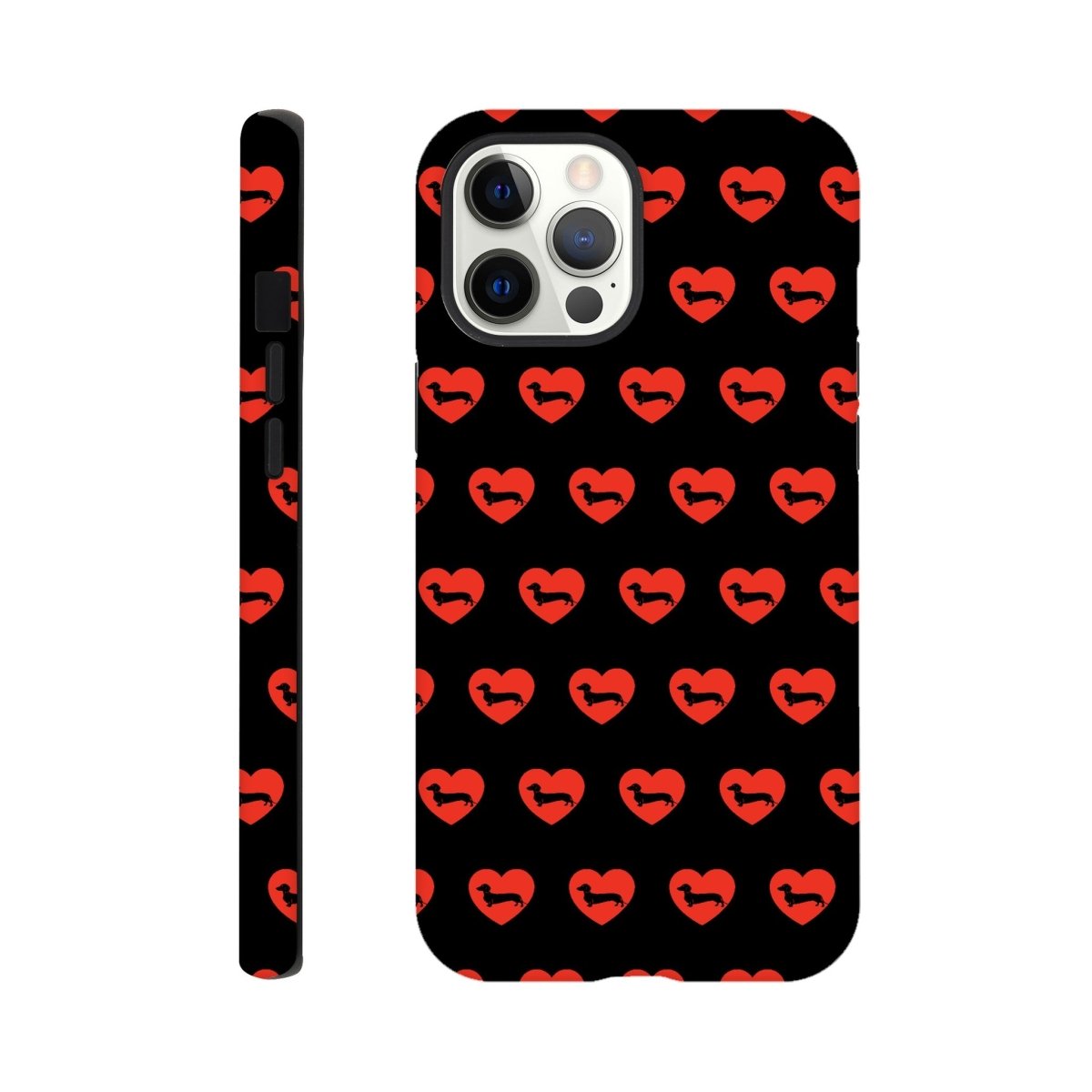Dackel iPhone Handyhülle "Pablo Love" - Motiv Muster schwarz - iPhone 12 Pro Max