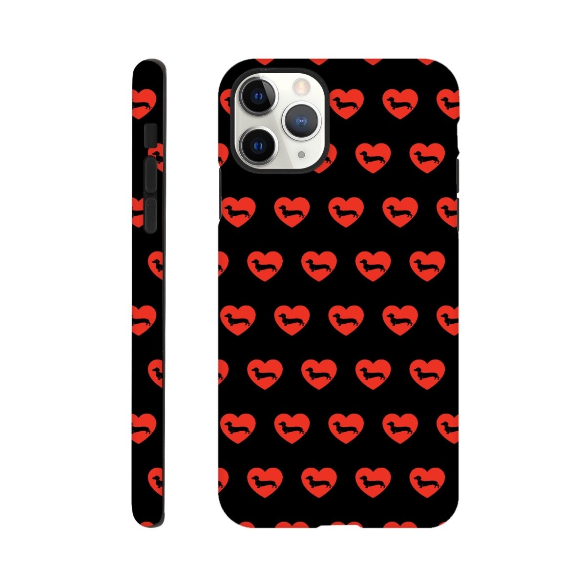 Dackel iPhone Handyhülle "Pablo Love" - Motiv Muster schwarz - iPhone 11 Pro Max