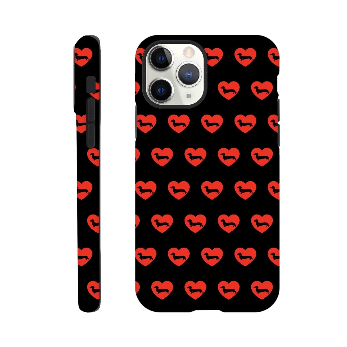 Dackel iPhone Handyhülle "Pablo Love" - Motiv Muster schwarz - iPhone 11 Pro