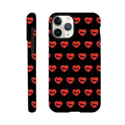 Dackel iPhone Handyhülle "Pablo Love" - Motiv Muster schwarz - iPhone 11 Pro