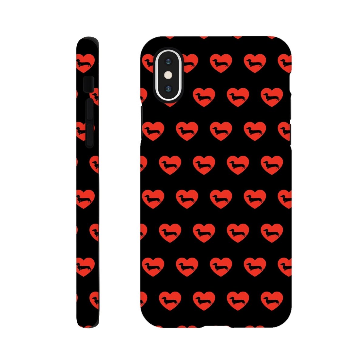 Dackel iPhone Handyhülle "Pablo Love" - Motiv Muster schwarz - iPhone XS