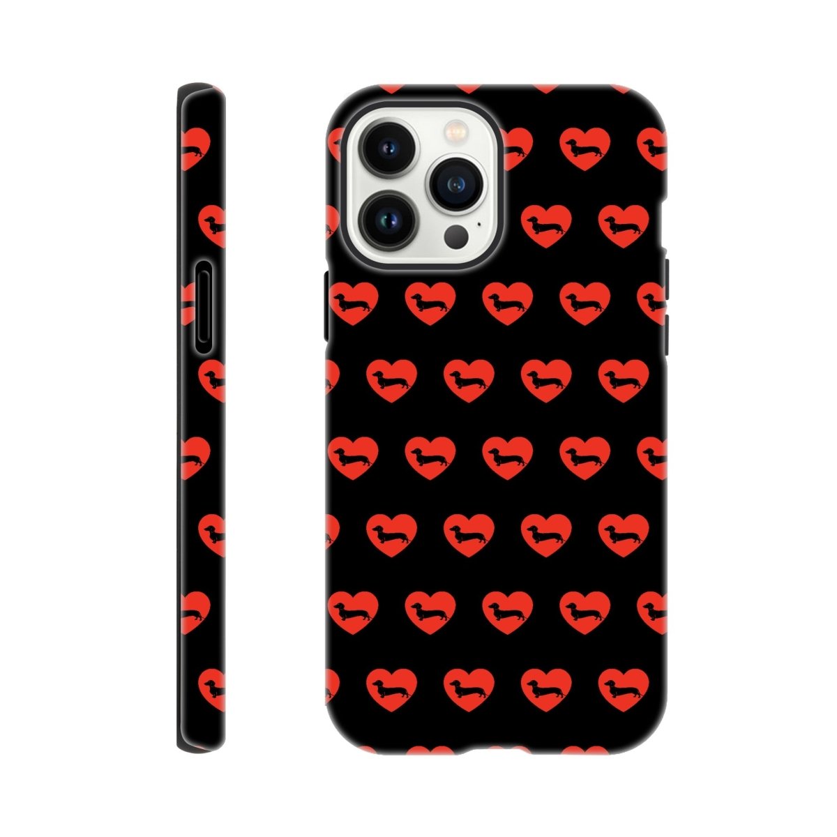 Dackel iPhone Handyhülle "Pablo Love" - Motiv Muster schwarz - iPhone 13 Pro Max