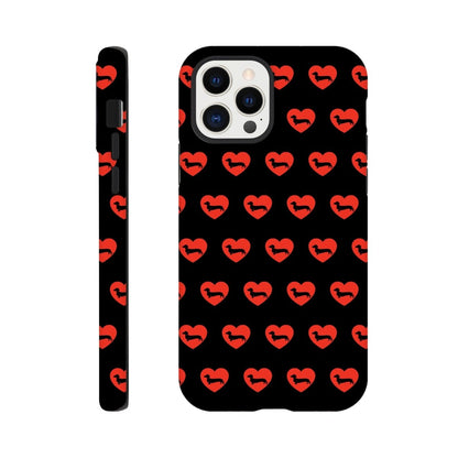 Dackel iPhone Handyhülle "Pablo Love" - Motiv Muster schwarz - iPhone 12 Pro