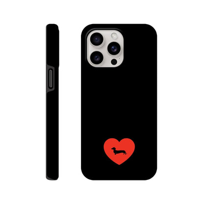 Dackel iPhone Handyhülle "Pablo Love" - Motiv schwarz unten - iPhone 15 Pro Max