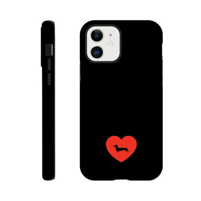 Dackel iPhone Handyhülle "Pablo Love" - Motiv schwarz unten - iPhone 12